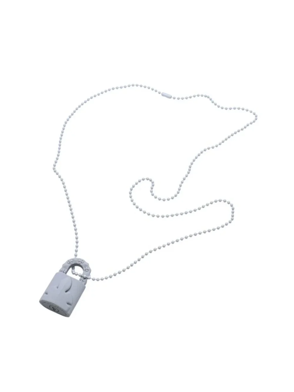 Chrome Hearts Padlock Flerknee Silicone Rubber Necklace Gray Ball Chain